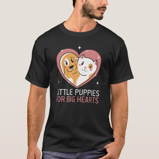 小さな子犬のための大きなハート犬の救助動物リ Tシャツ (正面)