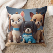 小さな子犬モダン三コンテンポラリー クッション (ブランケット)