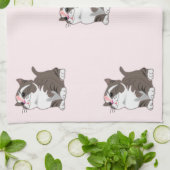 小さな子猫のキッチンタオルピンク キッチンタオル (折り畳み)