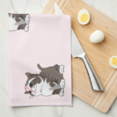 小さな子猫のキッチンタオルピンク キッチンタオル (四つ折り)