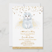 小さな子羊が宗教的な赤ちゃんシャワーを途中にある 招待状 (正面)