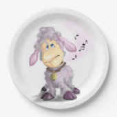 小さな子羊とベル – テキスト/名前を追加 ペーパープレート (正面)
