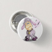 小さな子羊とベル – テキスト/名前を追加 缶バッジ (正面&裏面)