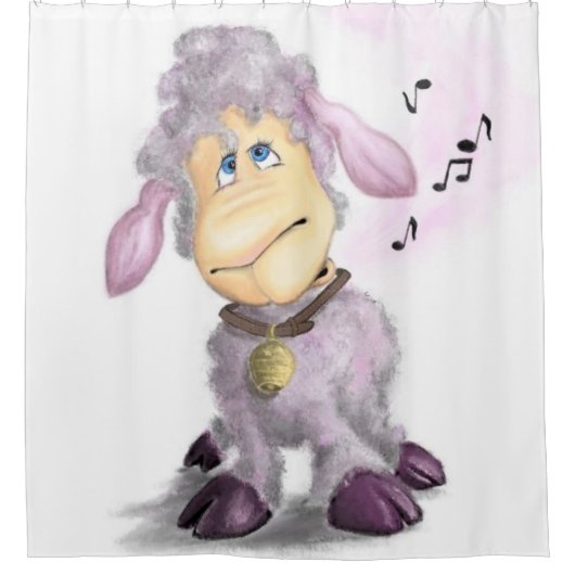 小さな子羊と鐘 – かわいい シャワーカーテン (正面)