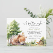 小さな子 |かわいい水色クマ赤ちゃんシャワー 招待状 (スタンド正面)