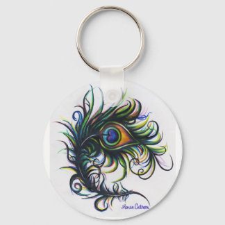 小さな孔雀の羽キーチェーン キーホルダー