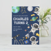 小さな宇宙飛行士のための誕生日招待状 招待状 (スタンド正面)