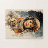 小さな宇宙飛行士の少年と犬 ジグソーパズル (横)