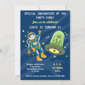 小さな宇宙飛行士の男の子は誕生日パーティーを夢見る 招待状 (正面)