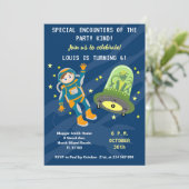 小さな宇宙飛行士の男の子は誕生日パーティーを夢見る 招待状 (スタンド正面)