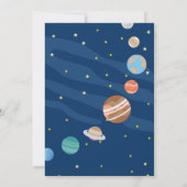 小さな宇宙飛行士の男の子は誕生日パーティーを夢見る 招待状 (裏面)