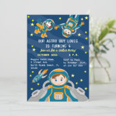 小さな宇宙飛行士の男の子は誕生日パーティーを夢見る 招待状 (スタンド正面)