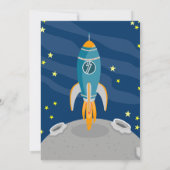 小さな宇宙飛行士の男の子は誕生日パーティーを夢見る 招待状 (裏面)