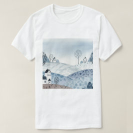 小さな家々のある丘陵の風景 Tシャツ