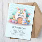 小さな家とドラゴンボーイベビー誕生日 インビテーションポストカード