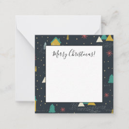 小さな家に降る雪のクリスマス夜 ノートカード