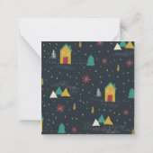 小さな家に降る雪のクリスマス夜 ノートカード (裏面)