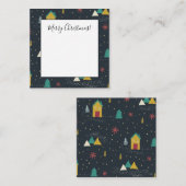 小さな家に降る雪のクリスマス夜 ノートカード (正面/裏面)