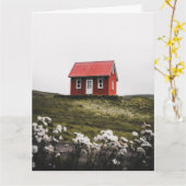 小さな家のグリッド誕生日カード カード (黄色い花)