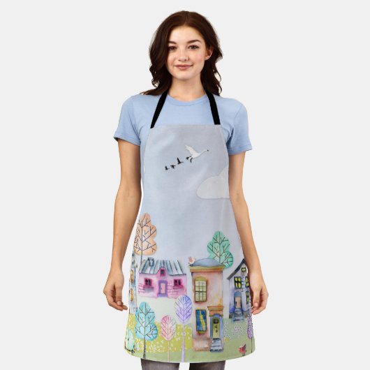 小さな家の風景 エプロン (着用した状態)