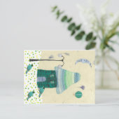 小さな家よくはしゃぐ付き空想的はがき、鳥 ポストカード (スタンド正面)