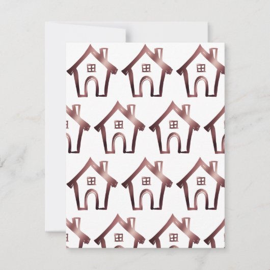 小さな家を移動したバラ金ゴールド&ホワイトカード 招待状 (正面)