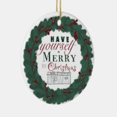 小さな家クリスマスの飾り – タイプ セラミックオーナメント (右)