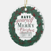 小さな家クリスマスの飾り – タイプ セラミックオーナメント (左)