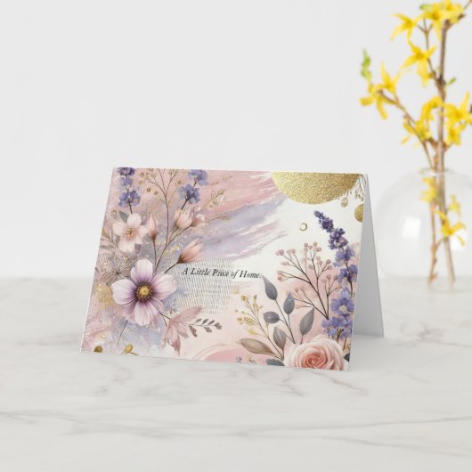 小さな家 カード (黄色い花)