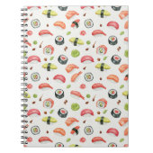 小さな寿司イラスト - おにぎりと巻き寿司ファンへ ノートブック (正面)