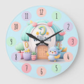 小さな小さな家に小さな龍と名前の少年 ラージ壁時計 (正面)