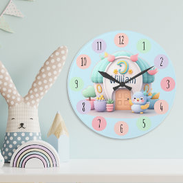 小さな小さな家に小さな龍と名前の少年 ラージ壁時計