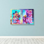 小さな小妖精や小人とお洒落ピンクと金ゴールドの可愛い妖精 キャンバスプリント (インサイチュ (ウッドフロア))