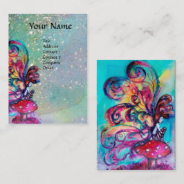 小さな小妖精や小人のキノコ、ティール(緑がかった色) 名刺