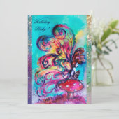 小さな小妖精や小人のキノコ、ピンク色の黄色の輝き 案内状 (スタンド正面)