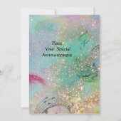 小さな小妖精や小人のキノコ、ピンク色の黄色の輝き 案内状 (裏面)