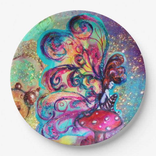 小さな小妖精や小人のキノコ。  ペーパープレート (正面)