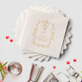 小さな少し古い白い波状の誕生日縁どパーティー 箔ナプキン