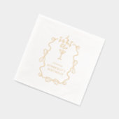 小さな少し古い白い波状の誕生日縁どパーティー 箔ナプキン (左)