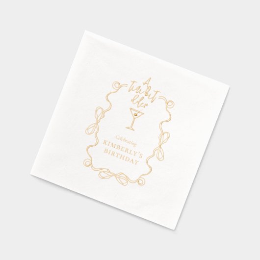 小さな少し古い白い波状の誕生日縁どパーティー 箔ナプキン (左)