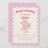 小さな少し古い誕生日パーティー招待状 招待状 (正面/裏面)