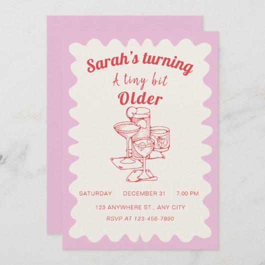 小さな少し古い誕生日パーティー招待状 招待状 (正面/裏面)