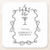 小さな少し古い黒の波状の誕生日縁どパーティー スクエアペーパーコースター (正面)