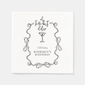 小さな少し古い黒の波状の誕生日縁どパーティー スタンダードカクテルナプキン (正面)