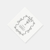 小さな少し古い黒の波状の誕生日縁どパーティー スタンダードカクテルナプキン (角)