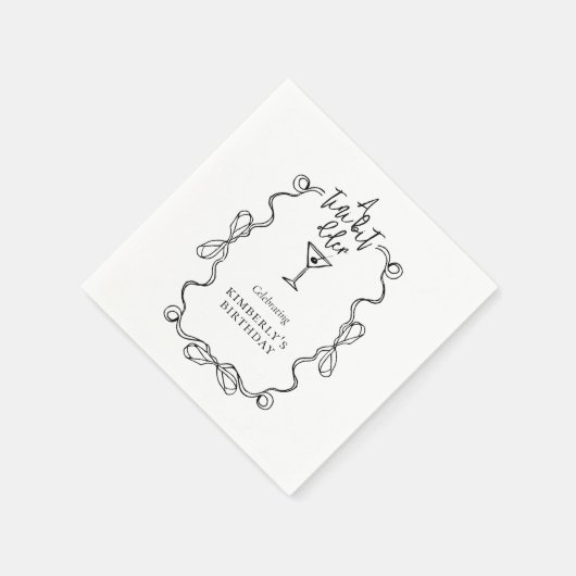 小さな少し古い黒の波状の誕生日縁どパーティー スタンダードカクテルナプキン (角)