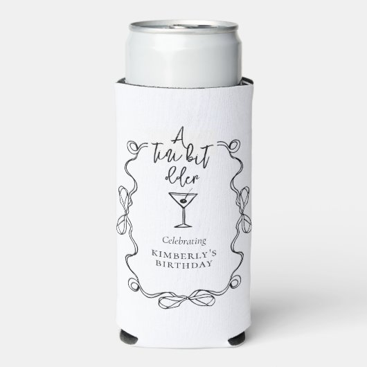 小さな少し古い黒の波状の誕生日縁どパーティー スリム缶クーラー (Seltzer正面)