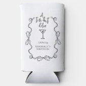 小さな少し古い黒の波状の誕生日縁どパーティー スリム缶クーラー (正面)