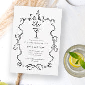 小さな少し古い黒の波状の誕生日縁どパーティー 招待状