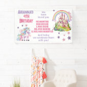 小さな少女の4歳の誕生日お城のユニコーン 横断幕 (インサイチュ)